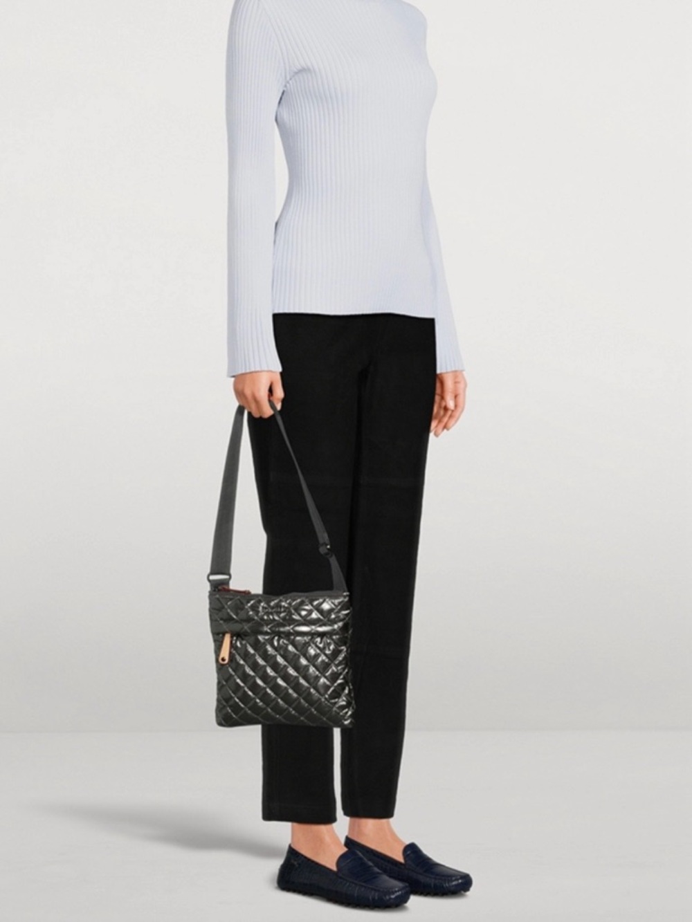 MZ Wallace Metro Flat Crossbody Bag — Pewter — New Without Tags
